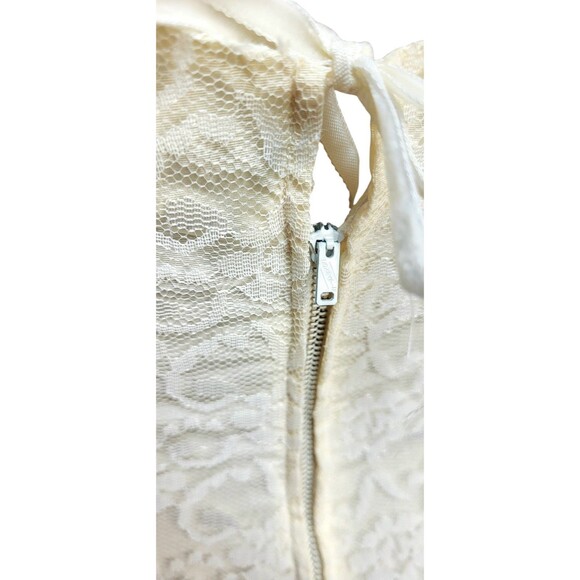 VTG 50s Lorrie Deb Ivory Chiffon Lace Strapless Wedding Ethereal Fairycore Dress - Picture 9 of 13